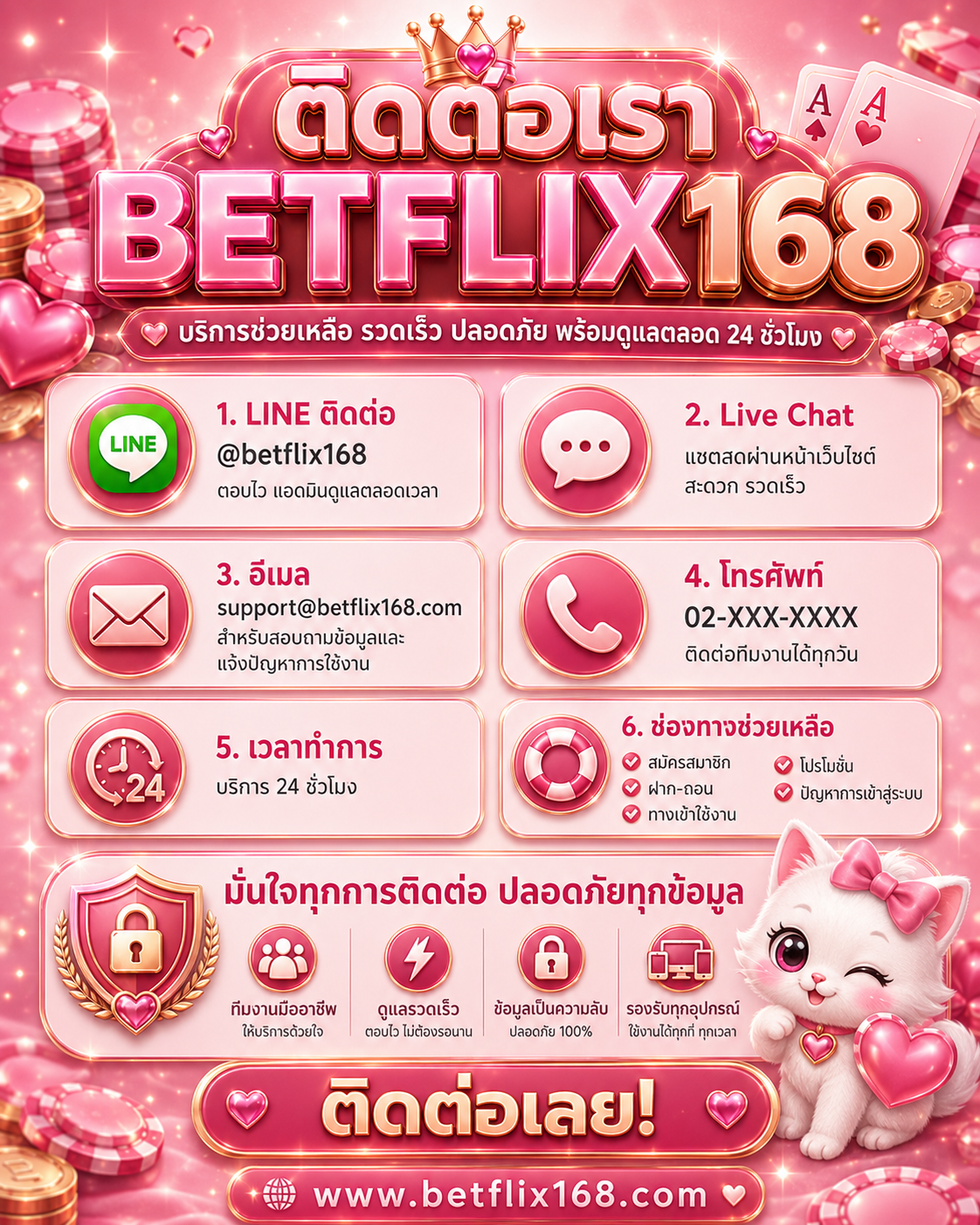 ติดต่อ BETFLIX168 ช่องทางช่วยเหลือสมาชิกและแจ้งปัญหาการใช้งาน